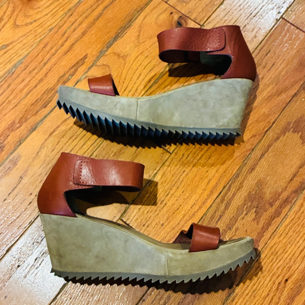 Pedro Garcia Wedge Sandals Womens 39 Brown Leather Platform Ankle Strap Spain - Picture 10 of 11